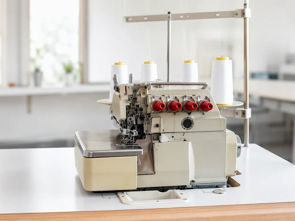 Máquina overlock industrial del taller de confección de Isamoda